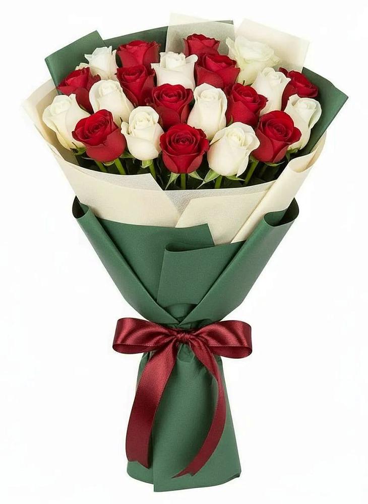Букет Микс из красных и белых роз в Усть-Донецком
