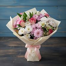 Букет цветов из:  Хризантемы, Альстромерии и Розы в Усть-Донецком