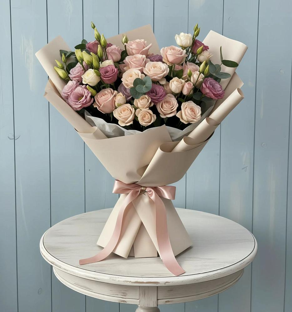 Букет цветов из: Розы и Лизиантусы в Усть-Донецком