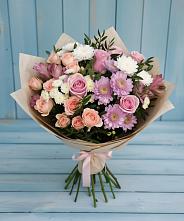 Букет цветов из:  Хризантемы, Розы и Альстромерии в Усть-Донецком