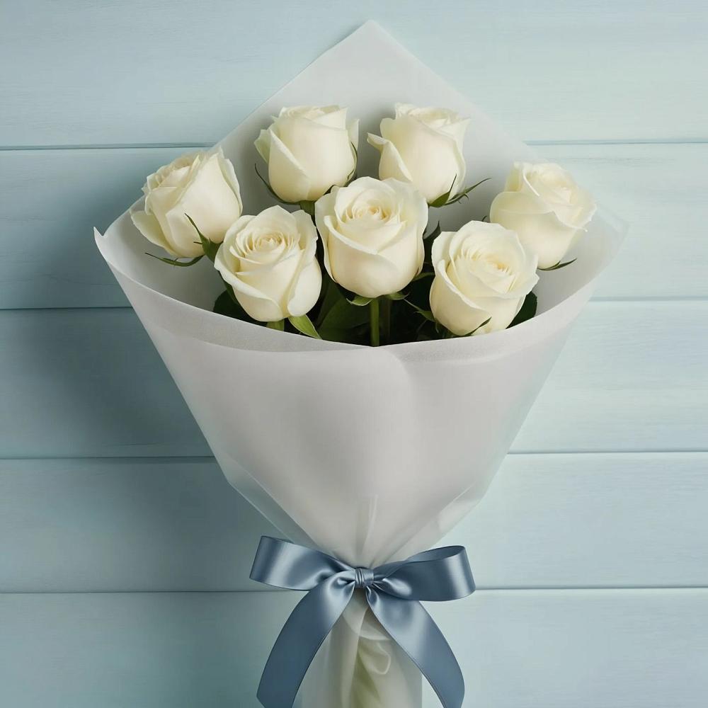 Букет 7 Белых роз Эдлесс Лав в Усть-Донецком